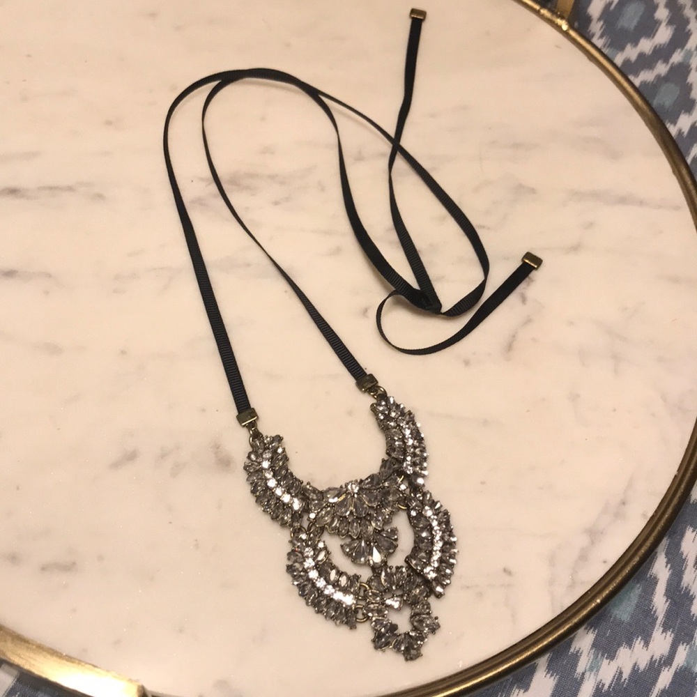 Bauble Bar Long Black Ribbon Statement Necklace